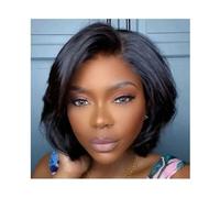 Donne Capelli Perruques Pixie Cut Cheveux Humains Courts for Femmes Perruque Frontale Transparente Noire Perruques Bob Droites Sans Colle Extensions de cheveux(13x4 Frontal Lace)