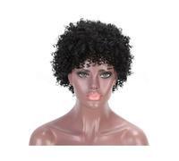 Donne Capelli Perruques synthétiques bouclées avec frange, 6 pouces, perruque courte de couleur noire for femmes, usage quotidien for Cosplay Extensions de cheveux