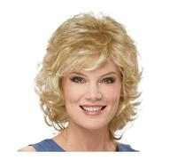 Donne Capelli Perruques synthétiques courtes bouclées avec frange for femme, longueur épaules, 30 cm Extensions de cheveux(Light blonde)