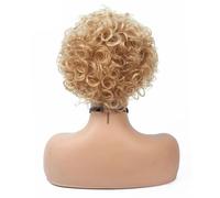 Donne Capelli Perruques synthétiques courtes bouclées, cheveux de fête dorés for femmes blanches, couleurs mélangées blondes, Fiber haute température Extensions de cheveux
