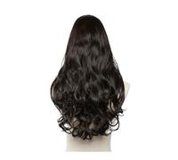 Donne Capelli Perruques synthétiques ondulées en U for femmes, extensions de cheveux à clipser, perruques invisibles, postiches naturels de 61 cm Extensions de cheveux(Black Brown)