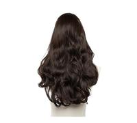 Donne Capelli Perruques synthétiques ondulées en U for femmes, extensions de cheveux à clipser, perruques invisibles, postiches naturels de 61 cm Extensions de cheveux(Dark Brown)