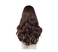 Donne Capelli Perruques synthétiques ondulées en U for femmes, extensions de cheveux à clipser, perruques invisibles, postiches naturels de 61 cm Extensions de cheveux(Chestnut Brown)