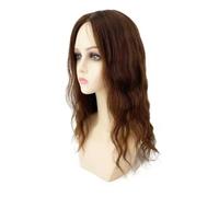 Donne Capelli Postiche à base de soie 12 x 13 cm for femmes aux cheveux clairsemés, postiche à clipser, cheveux longs, bouclés et ondulés Extensions de cheveux(Medium Brown,14 inch)