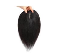 Donne Capelli Postiche en cheveux naturels Remy for femmes - Base en dentelle 10 x 12 cm, densité 150, for cheveux clairsemés Extensions de cheveux(10inch,Black No Bangs)