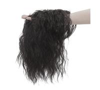 Donne Capelli Postiche synthétique bouclé ondulé avec frange, extensions à clips, postiches, remplacement capillaire for femmes Extensions de cheveux(Light black)