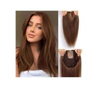 Donne Capelli Postiches en cheveux humains Remy 23 x 23 cm sans frange for femmes, avec plusieurs clips antidérapants et base large, densité 150, 40 cm Extensions de cheveux(Brown)