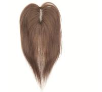 Donne Capelli Postiches en cheveux naturels for femmes, postiches invisibles à clipser, base suisse, nouées à la main, 9 cm x 10 cm Extensions de cheveux(Brown)
