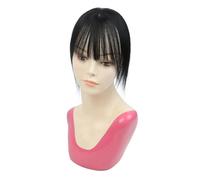 Donne Capelli Postiches for femmes, cheveux naturels, couverture 3D à 360°, franges fines, for cheveux clairsemés, 5 cm x 9 cm Extensions de cheveux(25 cm,Jet black)