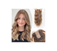 Donne Capelli Postiches ondulés de 50 cm, postiches synthétiques longs et bouclés avec base large de 15 cm x 15 cm, extensions à clipser avec dentelle centrale for femmes aux cheveux clairsemés Extens