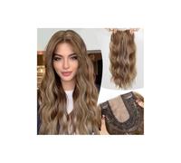 Donne Capelli Postiches ondulés de 50 cm, postiches synthétiques longs et bouclés avec base large de 15 cm x 15 cm, extensions à clipser avec dentelle centrale for femmes aux cheveux clairsemés Extens