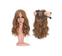 Donne Capelli Postiches synthétiques Body Wave avec frange for femmes, 18 pouces, postiches synthétiques ajoutant du Volume aux cheveux, coiffures longues en couches Extensions de cheveux(Ash Blonde)