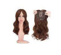 Donne Capelli Postiches synthétiques Body Wave avec frange for femmes, 18 pouces, postiches synthétiques ajoutant du Volume aux cheveux, coiffures longues en couches Extensions de cheveux(Light brown)