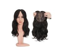 Donne Capelli Postiches synthétiques Body Wave avec frange for femmes, 18 pouces, postiches synthétiques ajoutant du Volume aux cheveux, coiffures longues en couches Extensions de cheveux(Natural Blac