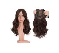 Donne Capelli Postiches synthétiques Body Wave avec frange for femmes, 18 pouces, postiches synthétiques ajoutant du Volume aux cheveux, coiffures longues en couches Extensions de cheveux(Brown)