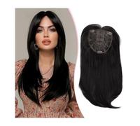 Donne Capelli Postiches synthétiques for femmes, 33 cm, lisses avec frange, for cheveux clairsemés Extensions de cheveux(Black)