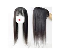 Donne Capelli Topper de cheveux humains avec frange, postiche de cheveux brésiliens Remy attachés à la main en soie, clips de toupet for femmes Extensions de cheveux(12 inches,13X15cm)