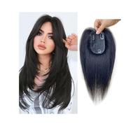 Donne Capelli Topper de cheveux humains for femme aux cheveux clairsemés 7 × 10 cm, peau invisible, base en soie, avec frange, morceau de cheveux Remy lisse de 10 pouces avec 3 clips Extensions de che