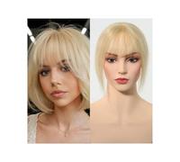 Donne Capelli Topper de cheveux humains for les femmes 10 pouces Topper de cheveux raides avec frange 6 × 8 cm Base de dentelle attachée à la main Extension de cheveux Topper Extensions de cheveux(Blo