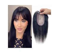 Donne Capelli Toppers de cheveux humains for femmes avec amincissement, 10" de cheveux humains droits avec frange 8 x 12 cm, base en soie de cuir chevelu simulé, morceau de cheveux Remy avec clips Ext