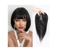Donne Capelli Toppers de cheveux humains for femmes Clips en morceaux de vrais cheveux humains droits 9x14 CM Toppers de cheveux à base de dentelle suisse for cheveux clairsemés/perte de cheveux Exten