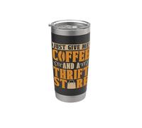 Donne-moi juste un café et un amateur de vide-grenier, friperie Gobelet isotherme en acier inoxydable double paroi