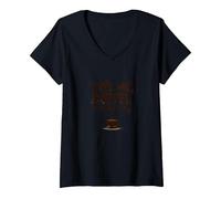 Donne-Moi Un café ou Donne-Moi la Mort Un Accro à la caféine drôle T-Shirt avec Col en V, Femme, Noir, XL