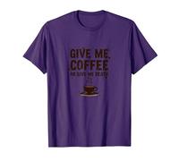 Donne-Moi Un café ou Donne-Moi la Mort Un Accro à la caféine drôle T-Shirt, Homme, Violet, M