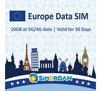 Données Europe Uniquement Carte SIM 30 Jours | Carte SIM de données prépayées Haute Vitesse 5G/4G LTE | Bonne Connexion | Rechargeable ! (10 Go / 30 Jours)