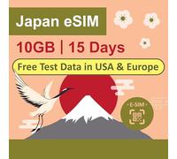 Données japonaises UNIQUEMENT Carte eSIM 15jours|10Go de données Internet 5G LTE|Données de test GRATUITES 100Mo/1jour au Europa|Deux opérateurs locaux japonais, Softbank et KDDI|短期帰国・短期来日最適・安心日本語サポート