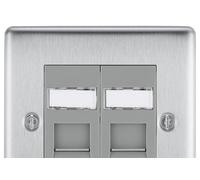 Données Prise , RJ45,2 Gang, Brossé Acier - NBSRJ452-01