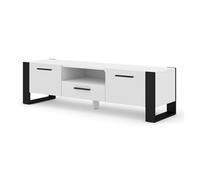 Donnely - meuble tv - blanc et noir - 160 cm - Blanc / Noir