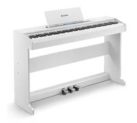 Donner 88 touches de piano à clavier lesté pour débutants, piano numérique de salon avec écran LCD, connexion sans fil, 600+ tonalités/rythmes, clavier de piano de taille normale, DDP-95 blanc