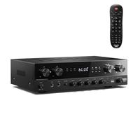 Donner Amplificateur Audio, Ampli HiFi 1000 W de Puissance Maximale 4 Canaux avec Bluetooth 5.0, USB, FM, 2 Entrées Micro, RCA, Fibre/Coaxial Entrées pour Haut-parleurs Domestiques, Karaoké