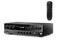 Donner Amplificateur Audio Ampli HiFi, 1000 W de Puissance Maximale 6 Canaux avec Bluetooth 5.3, USB, FM, 2 Entrées Micro, RCA, Fibre/Coaxial Entrées pour Haut-parleurs Domestiques, Karaoké