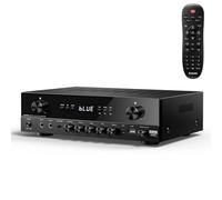 Donner Amplificateur Audio Stéréo, 600 W Crête, Récepteur 2 Canaux avec Bluetooth 5.3, Phono, Optique, Coaxial, USB, FM, 2 Entrées Micro pour Enceintes Maison, Karaoké et Cinéma, MAMP2