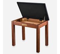 Donner Banc de Piano avec Rangement, Banc de Clavier en Bois Massif, Tabouret de Piano avec Coussin en Daim Haute Densité, Marron