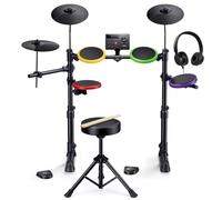 Donner Batterie électrique DED-70SE avec 150 sons, 4 coussinets en maille silencieux, cymbales de 9", USB MIDI, port de type C, trône, casque, bâtons, leçons de mélodique, hauteur réglable