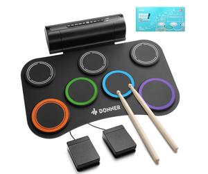 Donner Batterie Électronique 7 Pads, 40 Leçons de Batterie, Instrument de Musique pour Enfants - Cadeau de Noël et d'Anniversaire DED-20R NOUVELLE version améliorée