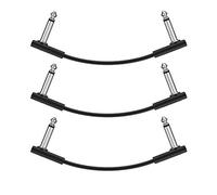Donner Câbles Plat pour Pédale d'Effet Guitare 15 cm, Économise de l'Espace, Son Clair, 6,35 mm TS, Angle Droit, Lot de 3