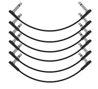 Donner Câbles Plat pour Pédale d'Effet Guitare 30 cm, Économise de l'Espace, Son Clair, 6,35 mm TS, Angle Droit, Lot de 6