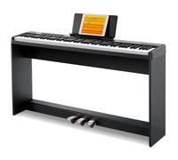 Donner Clavier numérique 88 touches sensibles à la vélocité avec support amovible, piano électrique compact pour débutants avec mode Split, affichage LED et triple pédale, DEP-08