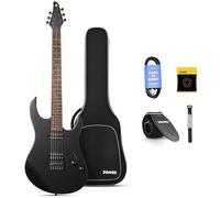 Donner Corps solide guitare électrique, DMT - 100 39 métal guitare électrique kit avec micros H - H, sac, cordes, sangles, câbles, amortisseur de cordes pour les amateurs de Rock (Noir mat)