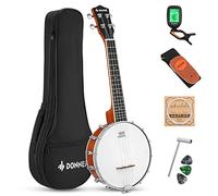 Donner DBU-200 Banjolele 4 cordes banjo ukulélé concert 58,3 cm Remo Sapele Peau de batterie avec sangle, médiators, cordes, sac de transport, accordeur, barre de réglage et règle