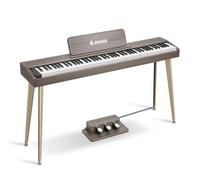 Donner DDP-60 Piano numérique 88 touches pour débutant, clavier électrique avec touches sensibles à la vélocité, 128 voix, 83 rythmes, 8 effets de réverbération, 5 courbes de force, gris
