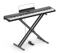 Donner DEP-05 Piano numérique 88 touches semi-lestées sensibles à la vélocité, clavier portable avec support en X amovible et pédale, idéal pour les débutants, connexion USB-MIDI sans fil, noir