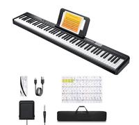 Donner DEP-1 Piano numérique 88 touches pour débutant, touches dynamiques, portable, avec pédale de sustain, sac de transport et autocollant pour clavier
