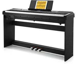 Donner Domicile Piano Numérique 88 Touches Pondérées, Action du Marteau, Clavier Électrique Fullsize pour Débutant avec 3 Pédale et Support, Real Touch, DEP-20