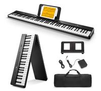 Donner DP-10 clavier de piano portable 88 touches pour débutant, clavier de piano pliable Bluetooth avec pédale, sac de piano, noir