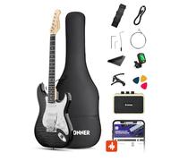Donner DST-90 Guitare Électrique 39 Pouces, Kit Débutant Guitare Électrique avec Amplificateur, Micros HSS, Housse, Accordeur, Capodastre, Sangle, Cordes, Câble et Médiators, Black Burst